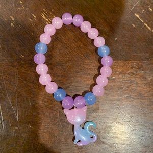 New handmade glass bead bracelet with cat charm